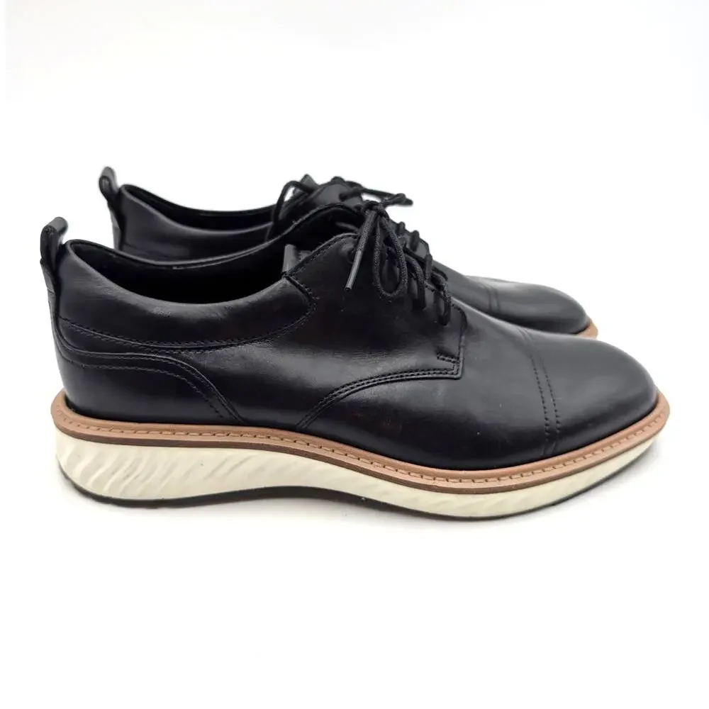 Ecco ST.1 Hybrid Lace-Up Derby Shoes Cap Toe Men's Black Size US5-5.5 EU39